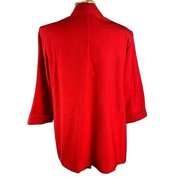 Vintage Kari's Place Open Front Jacket Red size 18 women's 3/4 sleeve with cuff - Picture 5 of 7